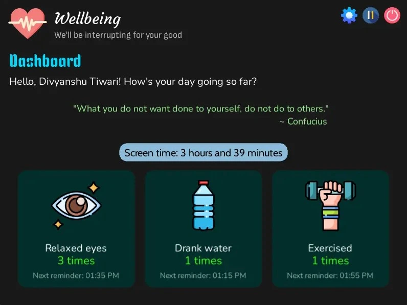 Wellbeing Screenshot