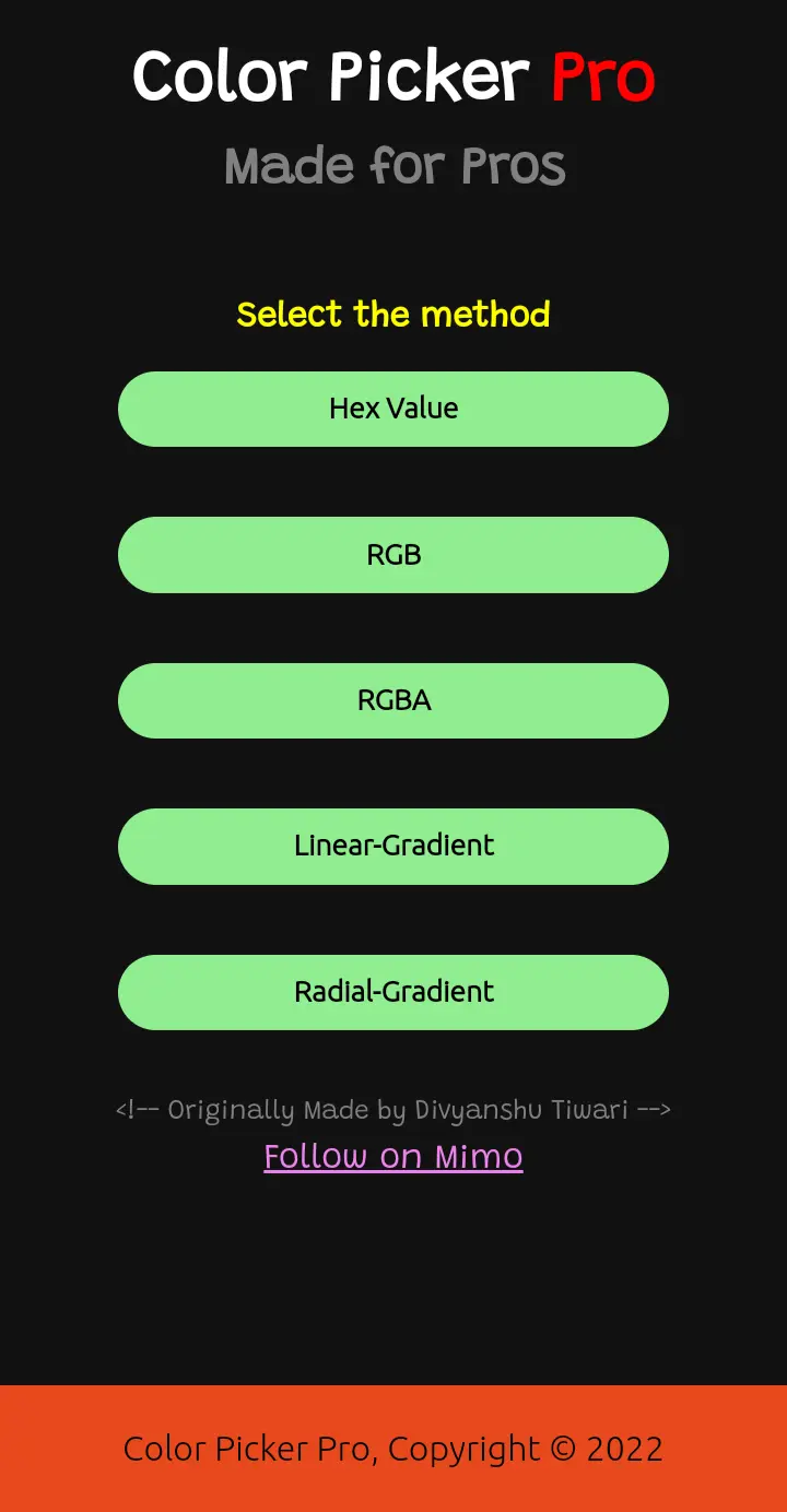 Color Picker Pro website screenshot