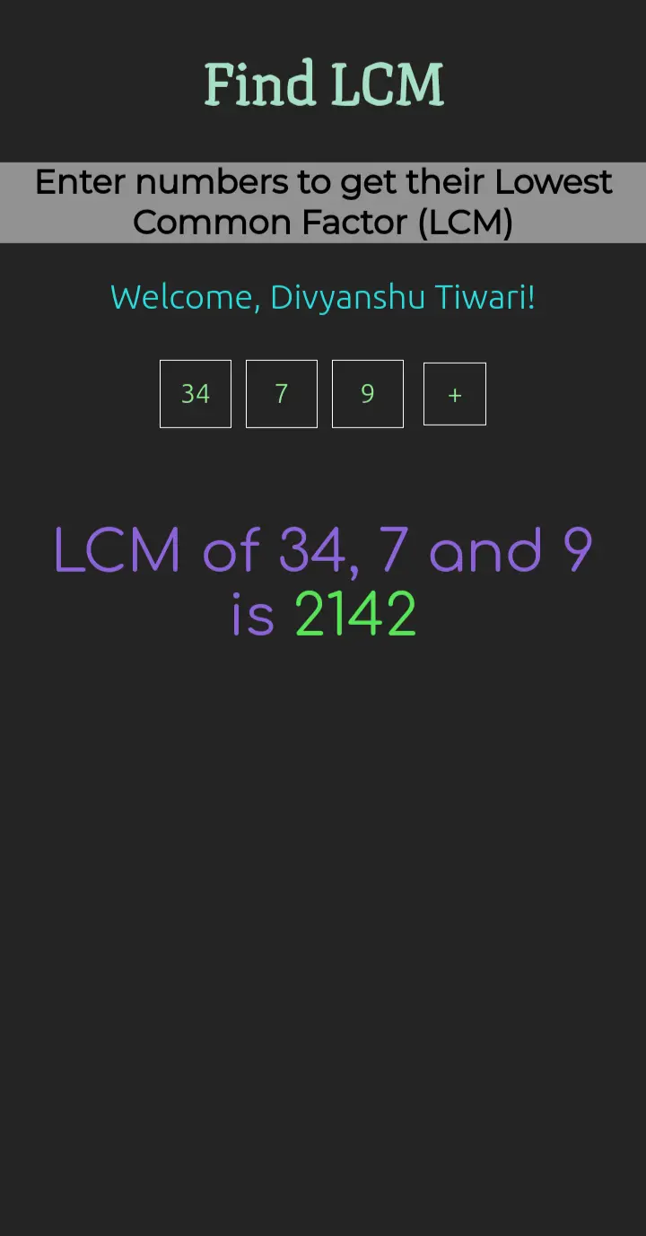 LCM finder website screenshot